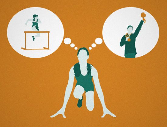 Graphic of woman ready to run in a competition